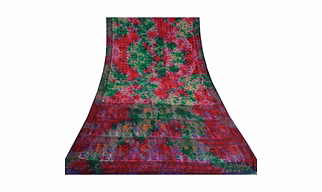 Sanskriti Vintage Sarees Indian Multi Tie-Dye Pure Crepe Silk Sari Craft Fabric, PRC-17996