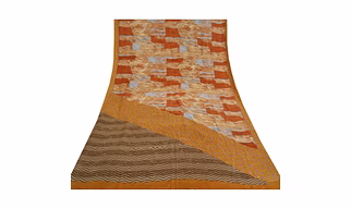 Sanskriti Vintage Multi Sarees Pure Crepe Silk Printed Sari Decor Craft Fabric, PRC-17384