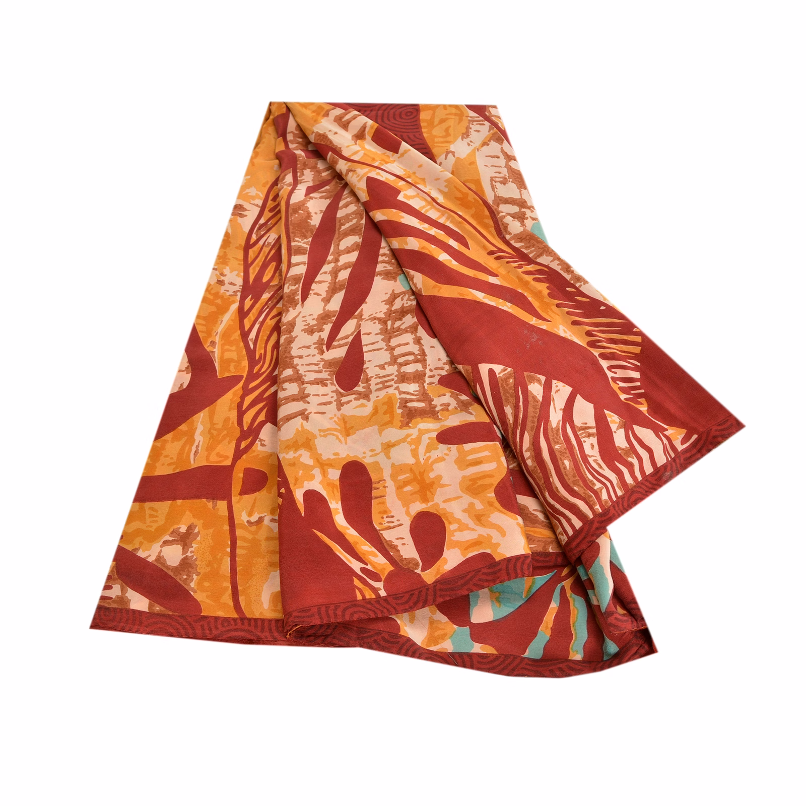 Sanskriti Vintage Dark Red Sarees Pure Crepe Silk Printed Sari Soft Craft Fabric, PRC-16391 image 13