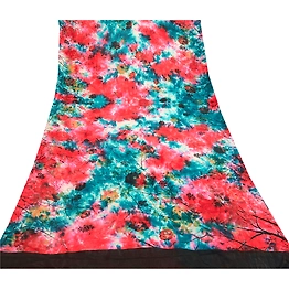 Sanskriti Vintage Multicolor Sarees Pure Crepe Silk Printed Sari Tie&Dye Fabric, PRC-16847