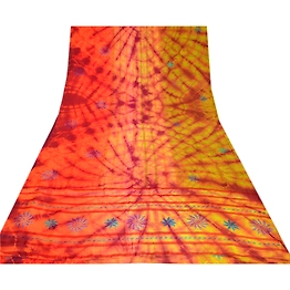 Sanskriti Vintage Sarees Multi Tie-Dye Pure Crepe Silk Printed Sari Soft Fabric, PRC-19204