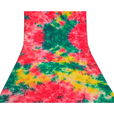 Sanskriti Vintage Red Tie-Dye Hand Beaded Sarees Pure Crepe Silk Sari 5Yd Fabric, PRC-16446
