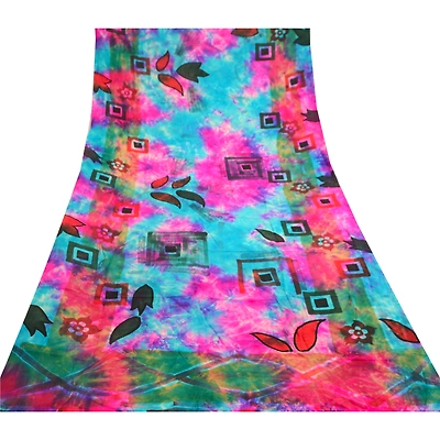 Sanskriti Vintage Multicolor Sarees Pure Crepe Silk Printed Tie&Dye Sari Fabric, PRC-16841