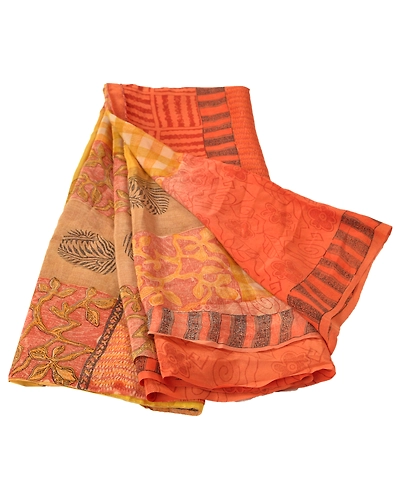 Sanskriti Vintage Yellow Sarees 100% Pure Crepe Silk Printed Sari Soft Fabric, PRC-10680-Yellow-Printed Floral-Pure Crepe Silk-6