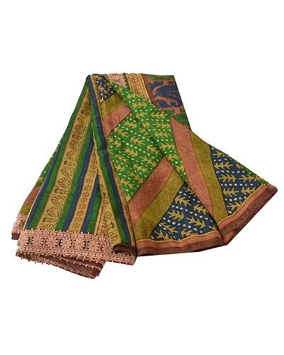 Sanskriti Vintage Indian Sari 100% Pure Crepe Silk Sarees Printed Craft Fabric, PRC-11669-Multi-Printed Floral-Pure Crepe Silk-6