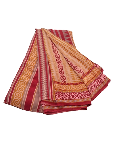 Sanskriti Vintage Pink Sarees Pure Crepe Silk Printed Sari Soft 5Yd Craft Fabric, PRC-12265-Pink-Printed Floral-Pure Crepe Silk-6
