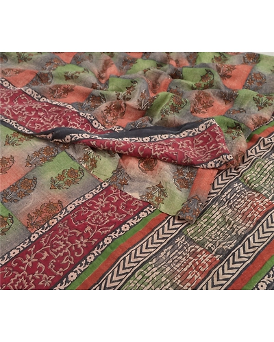 Sanskriti Vintage Indian Sari Pure Crepe Silk Printed Sarees Craft Soft Fabric, PRC-12994-Multi Color-Printed Floral-Pure Crepe Silk-1