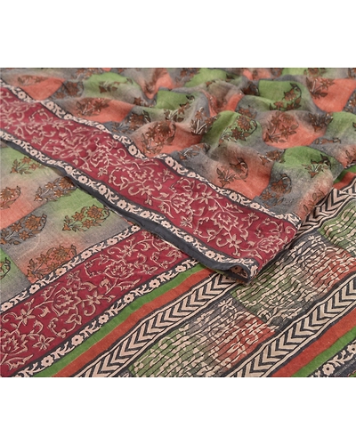 Sanskriti Vintage Indian Sari Pure Crepe Silk Printed Sarees Craft Soft Fabric, PRC-12994-Multi Color-Printed Floral-Pure Crepe Silk-2