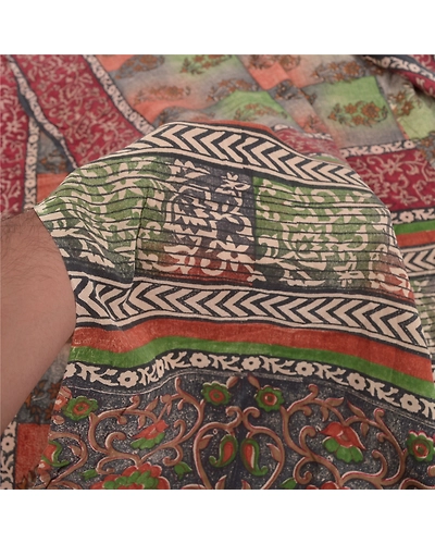 Sanskriti Vintage Indian Sari Pure Crepe Silk Printed Sarees Craft Soft Fabric, PRC-12994-Multi Color-Printed Floral-Pure Crepe Silk-3