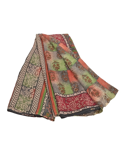 Sanskriti Vintage Indian Sari Pure Crepe Silk Printed Sarees Craft Soft Fabric, PRC-12994-Multi Color-Printed Floral-Pure Crepe Silk-7