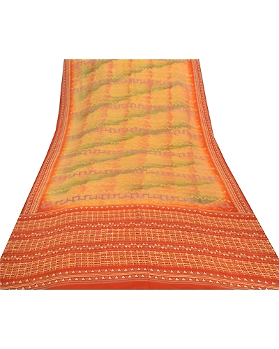 Sanskriti Vintage Mustard Sarees Pure Crepe Silk Printed Sari Craft Fabric, PRC-13680-Mustard-Printed Floral-Pure Crepe Silk-8
