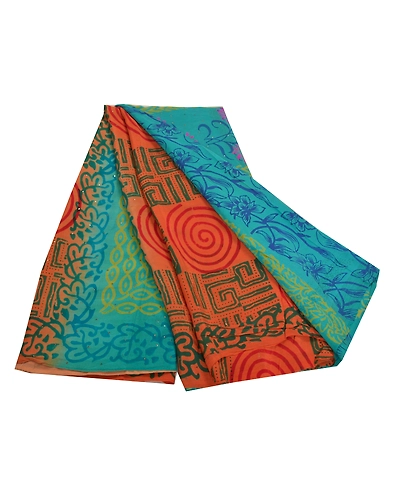 Sanskriti Vintage Orange Sarees 100% Pure Crepe Silk Printed Sari Craft Fabric, PRC-14178-Orange-Printed Floral-Pure Crepe Silk-7
