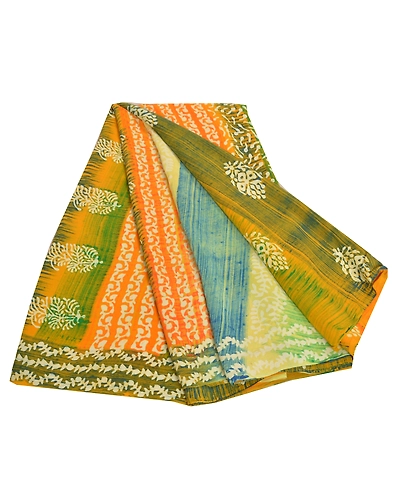 Sanskriti Vintage Indian Sarees 100% Pure Crepe Silk Printed Sari Craft Fabric, PRC-14236-Multi-Printed Floral-Pure Crepe Silk-7