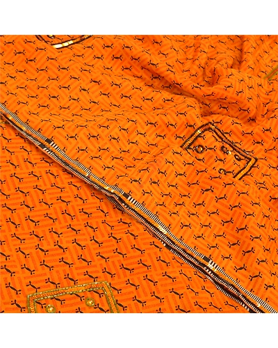 Sanskriti Vintage Yellow Sarees Pure Crepe Silk Printed Hand Beaded Sari Fabric, PRC-14364-Yellow-Printed Floral-Pure Crepe Silk-5