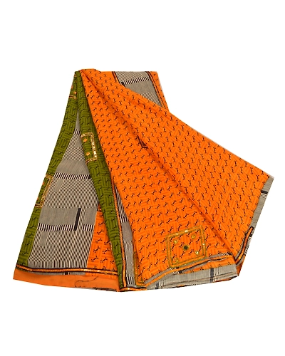 Sanskriti Vintage Yellow Sarees Pure Crepe Silk Printed Hand Beaded Sari Fabric, PRC-14364-Yellow-Printed Floral-Pure Crepe Silk-7