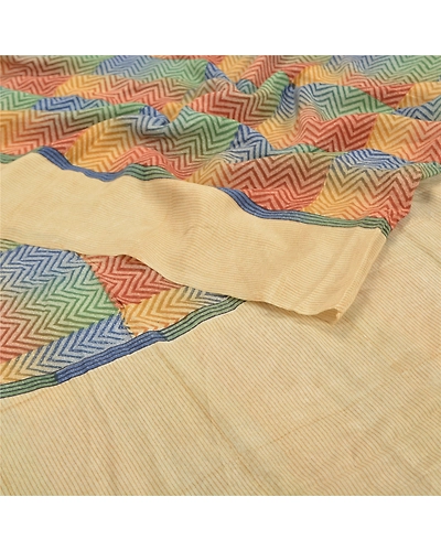 Sanskriti Vintage Sarees 100% Pure Crepe Silk Printed Sari Craft Fabric, PRC-14404-Multi-Printed Floral-Pure Crepe Silk-1