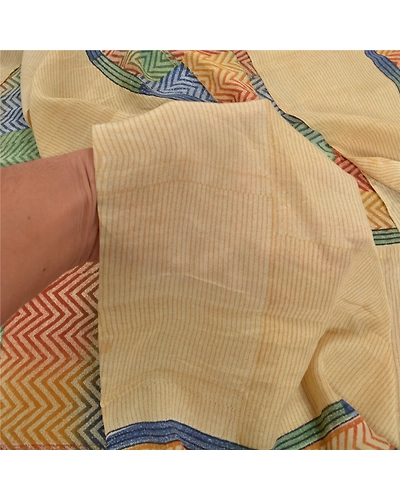 Sanskriti Vintage Sarees 100% Pure Crepe Silk Printed Sari Craft Fabric, PRC-14404-Multi-Printed Floral-Pure Crepe Silk-3