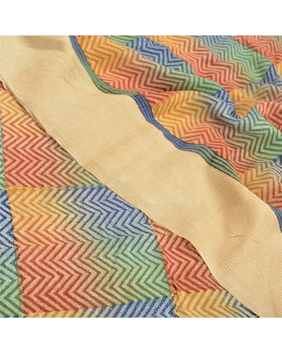 Sanskriti Vintage Sarees 100% Pure Crepe Silk Printed Sari Craft Fabric, PRC-14404-Multi-Printed Floral-Pure Crepe Silk-5