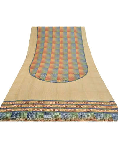 Sanskriti Vintage Sarees 100% Pure Crepe Silk Printed Sari Craft Fabric, PRC-14404-Multi-Printed Floral-Pure Crepe Silk-8