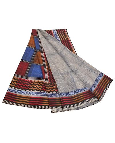 Sanskriti Vintage Gray Sarees 100% Pure Crepe Silk Printed Sari Craft Fabric, PRC-14791-Gray-Printed Floral-Pure Crepe Silk-7