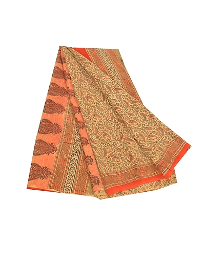 Sanskriti Vintage Green Indian Sarees Pure Crepe Silk Printed Sari Craft Fabric, PRC-15179-Green-Printed Floral Design-Pure Crepe Silk-7