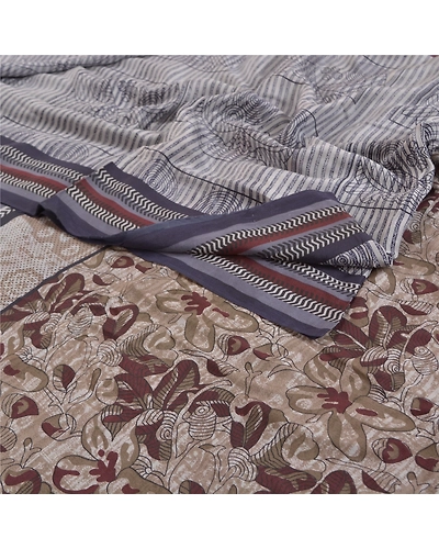 Sanskriti Vintage Grey Sarees Pure Crepe Silk Printed Sari Craft Fabric, PRC-15352-Grey-Printed Floral-Pure Crepe Silk-1