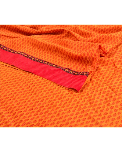 Sanskriti Vintage Mustard Sarees Pure Crepe Silk Printed Sari Craft Fabric, PRC-15437-Mustard-Printed Floral-Pure Crepe Silk-2