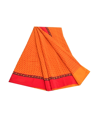 Sanskriti Vintage Mustard Sarees Pure Crepe Silk Printed Sari Craft Fabric, PRC-15437-Mustard-Printed Floral-Pure Crepe Silk-7