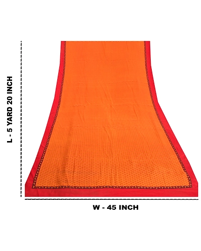 Sanskriti Vintage Mustard Sarees Pure Crepe Silk Printed Sari Craft Fabric, PRC-15437-Mustard-Printed Floral-Pure Crepe Silk-9