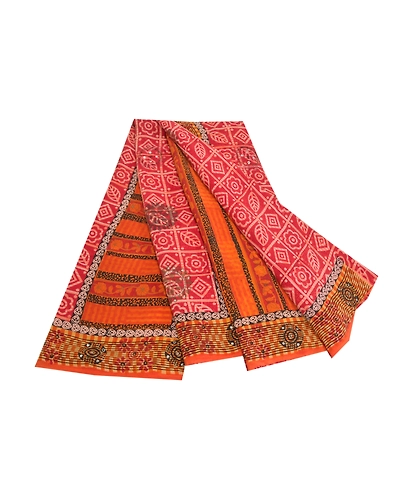 Sanskriti Vintage Red Indian Sarees Pure Crepe Silk Sparkles Sari Craft Fabric, PRC-15982-Red-Printed Floral Design-Pure Crepe Silk-7