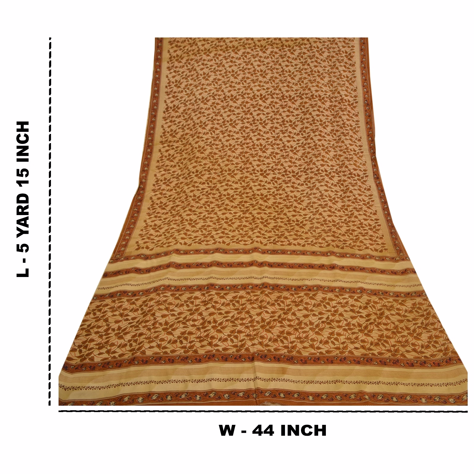 Sanskriti Vintage Brown Sarees Printed Pure Crepe Silk Sari Floral Craft Fabric, PRC-16097 image 9