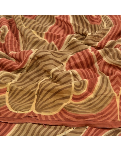 Sanskriti Vintage Brown Sarees Pure Crepe Silk Printed Sari Craft Fabric, PRC-16214-Shades Of Brown-Printed Floral-Pure Crepe Silk-6