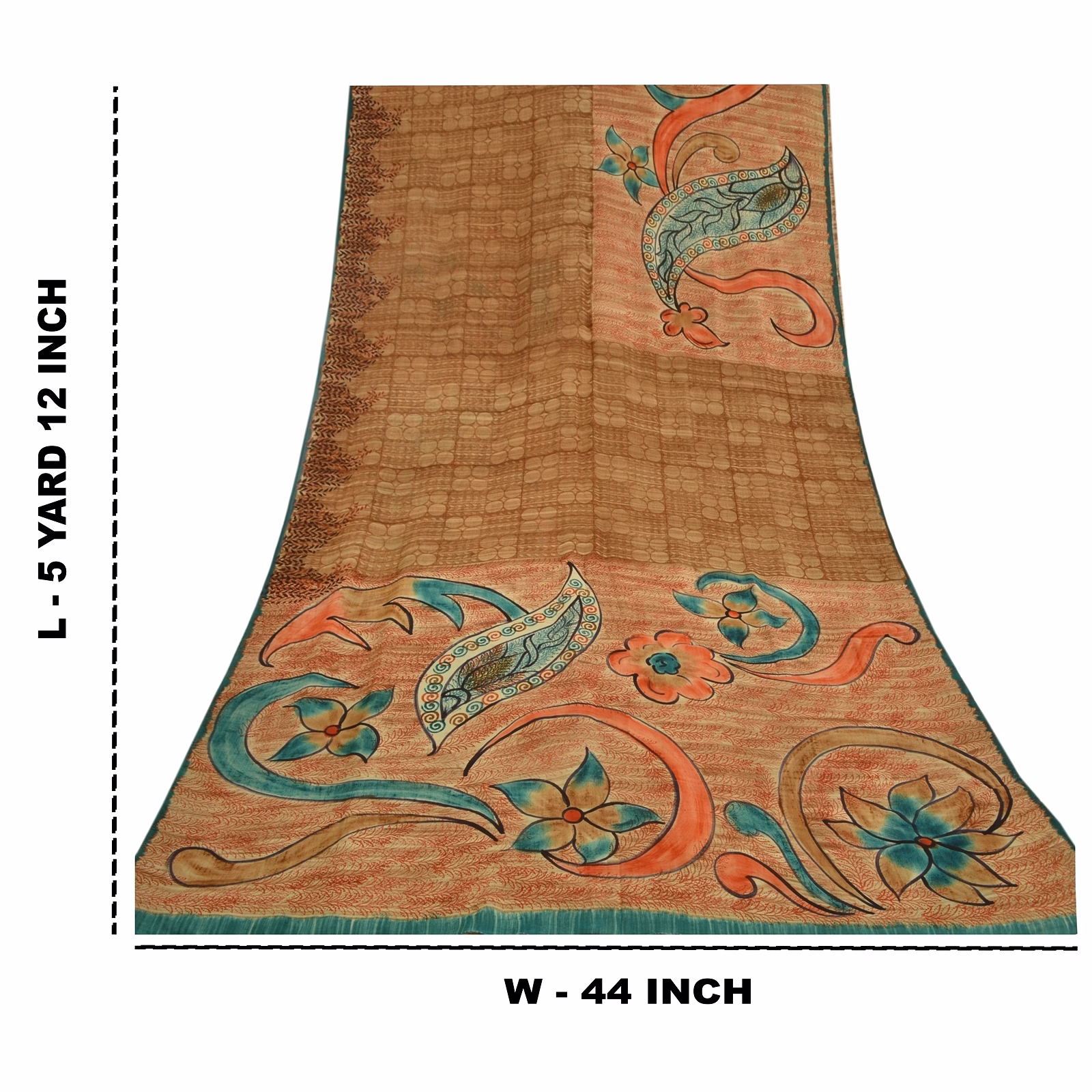 Sanskriti Vintage Brown Printed Sarees Pure Crepe Silk Sari Floral Craft Fabric, PRC-16365 image 9