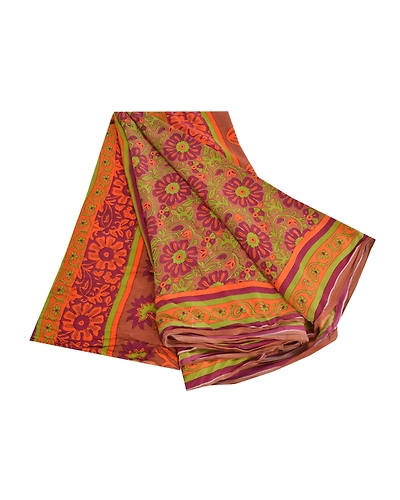 Sanskriti Vintage Multi Sarees 100% Pure Crepe Silk Printed Sari Craft Fabric, PRC-16445-Multi-Printed Floral Design-Pure Crepe Silk-7