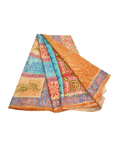 Sanskriti Vintage Multi Sarees Pure Crepe Silk Woven Printed Sari Craft Fabric, PRC-16452-Multi-Printed Floral Design-Pure Crepe Silk-7