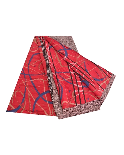 Sanskriti Vintage Red Sarees 100% Pure Crepe Silk Printed Sari 5Yd Craft Fabric, PRC-16467-Red-Printed Floral Design-Pure Crepe Silk-7
