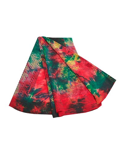Sanskriti Vintage Red Tie-Dye Sarees Pure Crepe Silk Printed Sari Craft Fabric, PRC-16475-Red-Printed Floral Design-Pure Crepe Silk-7