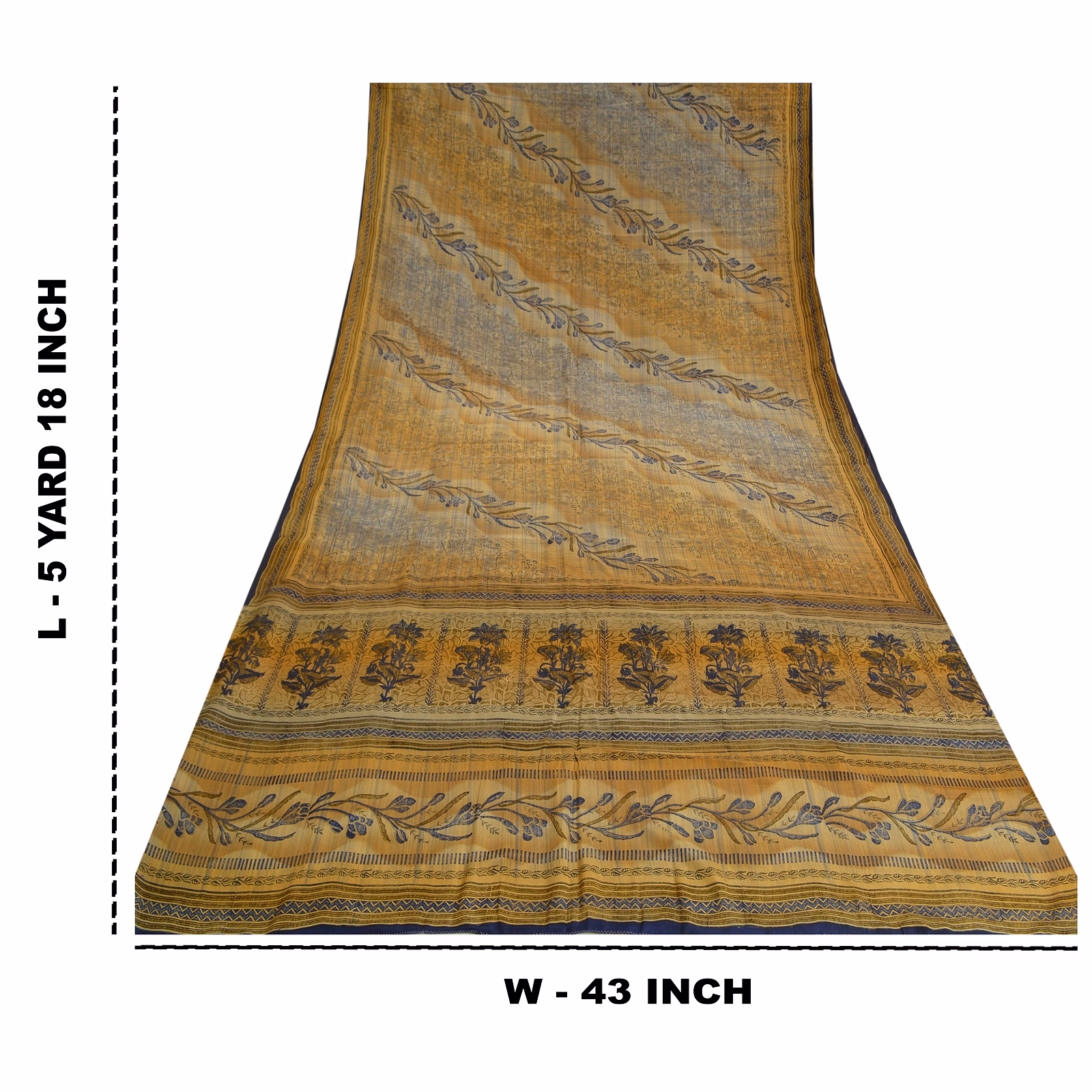 Sanskriti Vintage Sarees Green Indian Pure Crepe Silk Printed Sari Craft Fabric, PRC-18292 image 9