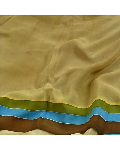 Sanskriti Vintage Sarees Green 100% Pure Crepe Silk Printed Sari Craft Fabric, PRC-18359-Green-Printed Floral Design-Pure Crepe Silk-6