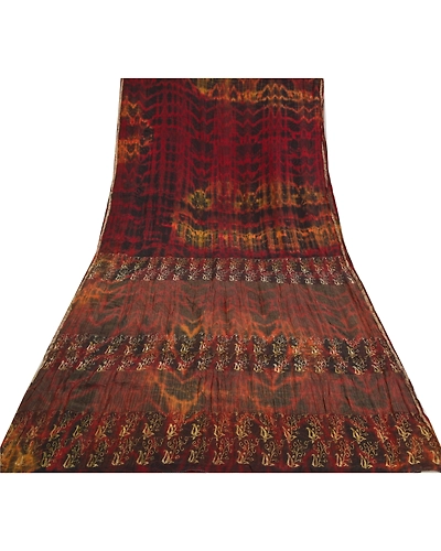 Sanskriti Vintage Sarees Multi Tie-Dye Zari Woven Pure Crepe Silk Sari Fabric, PRC-18382-Multi-Tie-Dye-Pure Crepe Silk-8