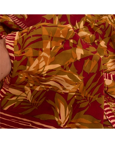 Sanskriti Vintage Sarees Dark Red Pure Crepe Silk Printed Sari Soft Craft Fabric, PRC-18601-Dark Red-Printed Floral Design-Pure Crepe Silk-3