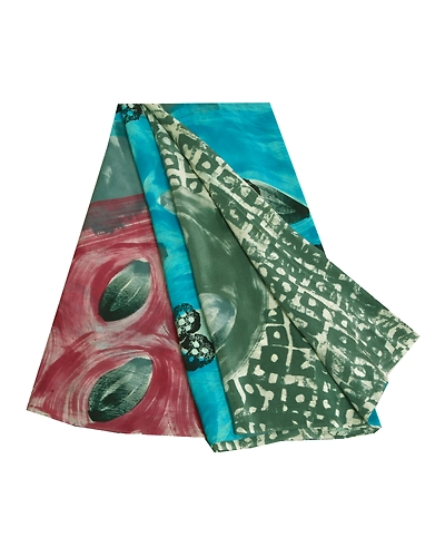Sanskriti Vintage Sarees Multi Indian Pure Crepe Silk Printed Sari Craft Fabric, PRC-18700-Multi-Printed Floral Design-Pure Crepe Silk-7