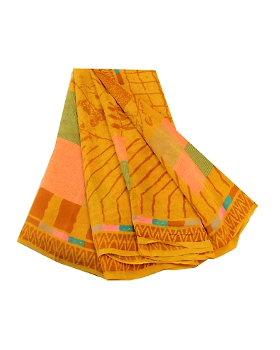 Sanskriti Vintage Sarees Indian Green Pure Crepe Silk Printed Sari Craft Fabric, PRC-18736-Green-Printed Floral Design-Pure Crepe Silk-7