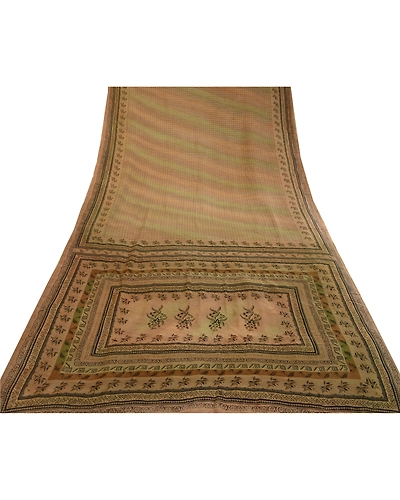 Sanskriti Vintage Sarees Indian Multi Pure Crepe Silk Printed Sari Craft Fabric, PRC-18737-Multi-Printed Floral Design-Pure Crepe Silk-8