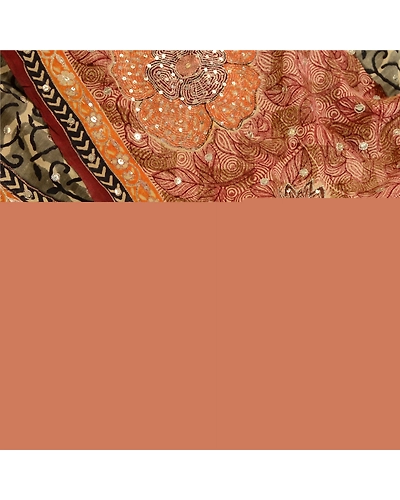 Sanskriti Vintage Sarees Gray Hand Beads Pure Crepe Silk Print Sari Craft Fabric, PRC-18743-Gray-Printed Floral Design-Pure Crepe Silk-5
