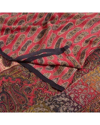 Sanskriti Vintage Sarees Purple 100% Pure Crepe Silk Printed Sari Craft Fabric, PRC-18914-Purple-Printed Floral Design-Pure Crepe Silk-1