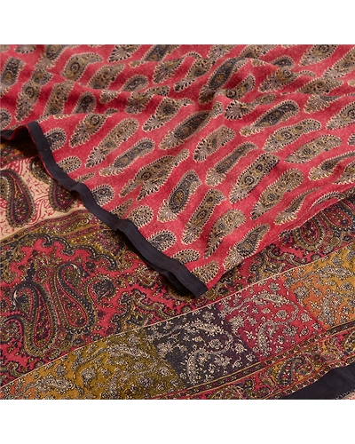 Sanskriti Vintage Sarees Purple 100% Pure Crepe Silk Printed Sari Craft Fabric, PRC-18914-Purple-Printed Floral Design-Pure Crepe Silk-2
