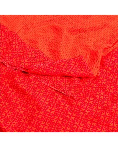 Sanskriti Vintage Sarees Indian Orange Pure Crepe Silk Sari Printed Craft Fabric, PRC-18934-Orange-Printed Floral Design-Pure Crepe Silk-1
