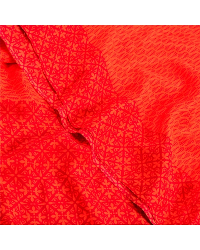 Sanskriti Vintage Sarees Indian Orange Pure Crepe Silk Sari Printed Craft Fabric, PRC-18934-Orange-Printed Floral Design-Pure Crepe Silk-5