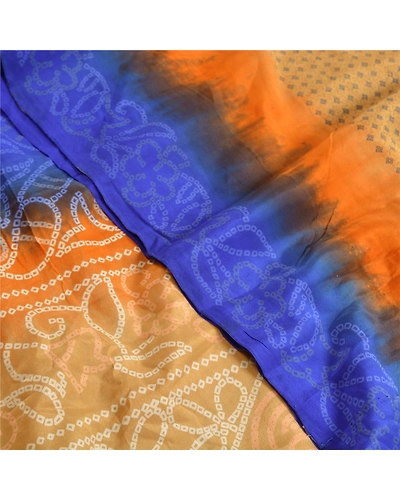 Sanskriti Vintage Sarees From India Beige Pure Crepe Silk Printed Sari Fabric, PRC-18964-Beige-Printed Floral Design-Pure Crepe Silk-5